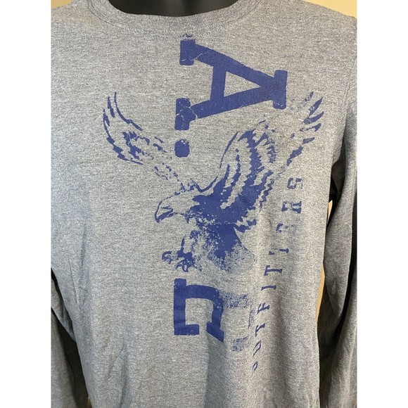 American Eagle Athletic Fit Gray With Blue Logo long Sleeve T Shirt Size M - Picture 3 of 16